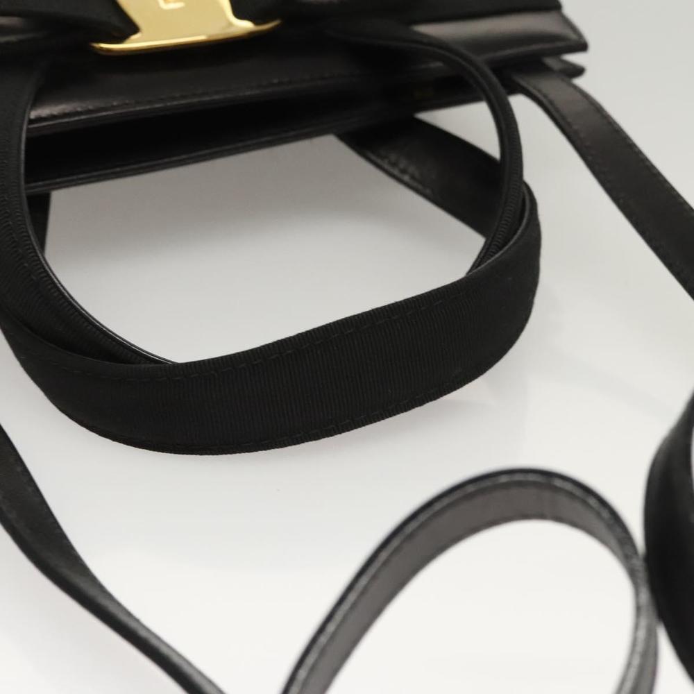 Salvatore Ferragamo Vala Hand Bag Leather 2way Black Gold Auth gh079 - Picture 7 of 16